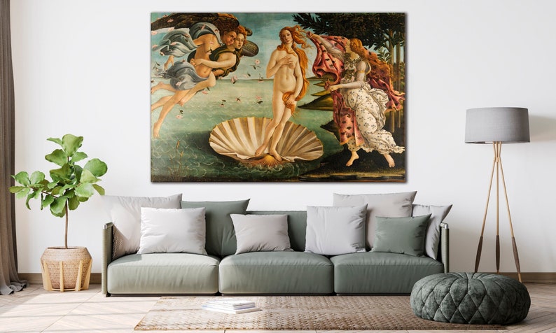 The Birth of Venus Reproduction Canvas Print Sandro Botticelli Classic Painting Fine art Multi panel canvas wall art Livingroom home decor Single Panel