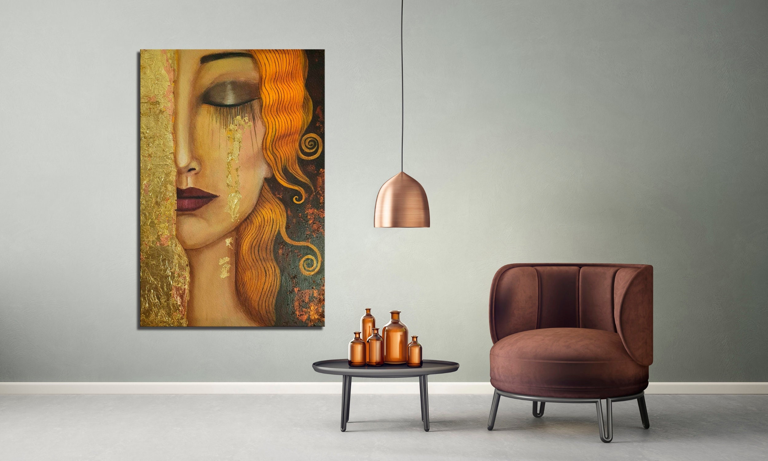 Gustav Klimt 'golden Tears' Canvas Print, Vintage Woman Portrait Wall ...