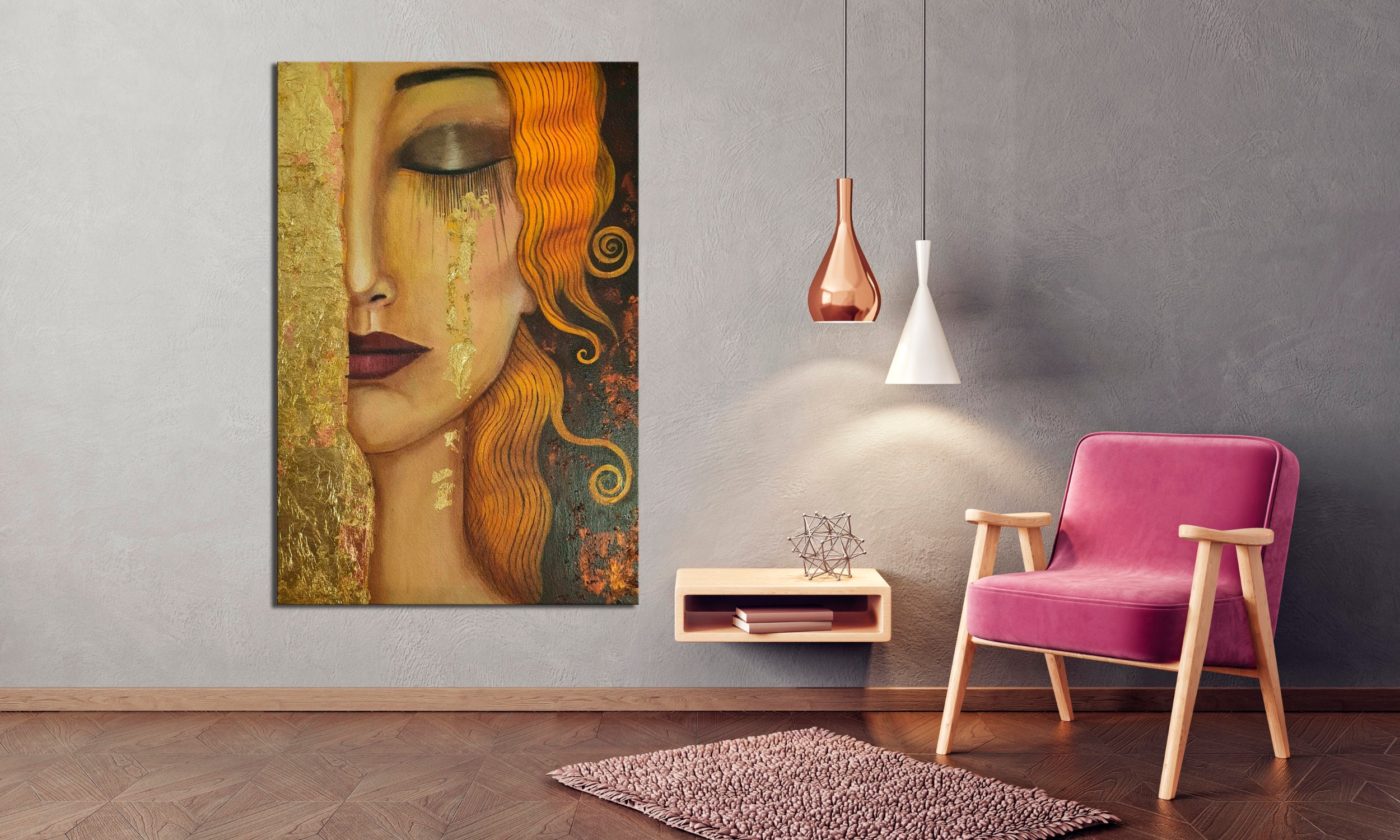 Gustav Klimt 'golden Tears' Canvas Print, Vintage Woman Portrait Wall ...
