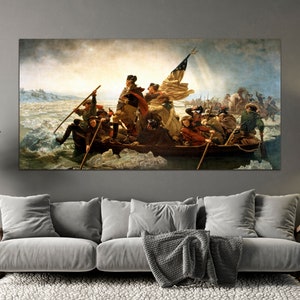 Washington Crossing the Delaware Reproduction Print canvas by Emanuel Leutze Extra large wall art Office wall decor Ready to hang