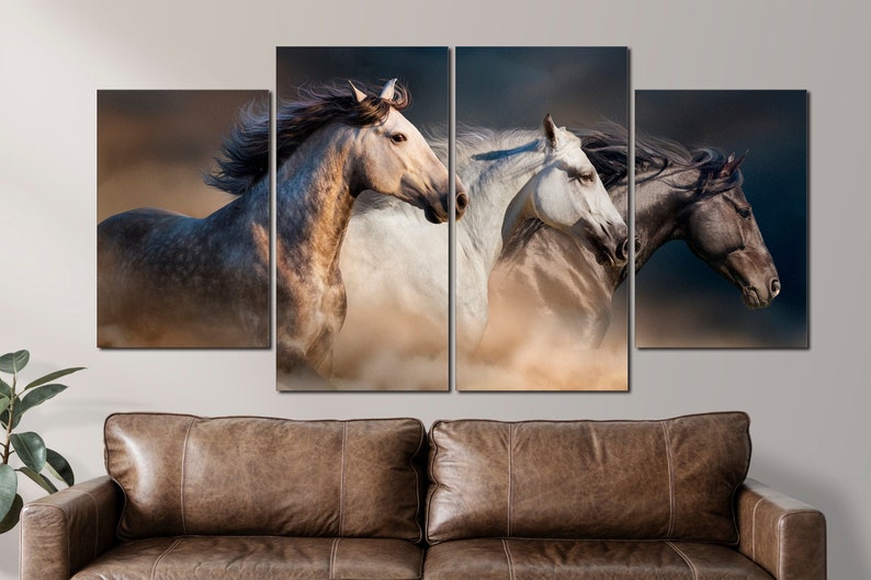 Running Horses Wall Art Rocking Horse Decor Wild Horses Canvas Etsy