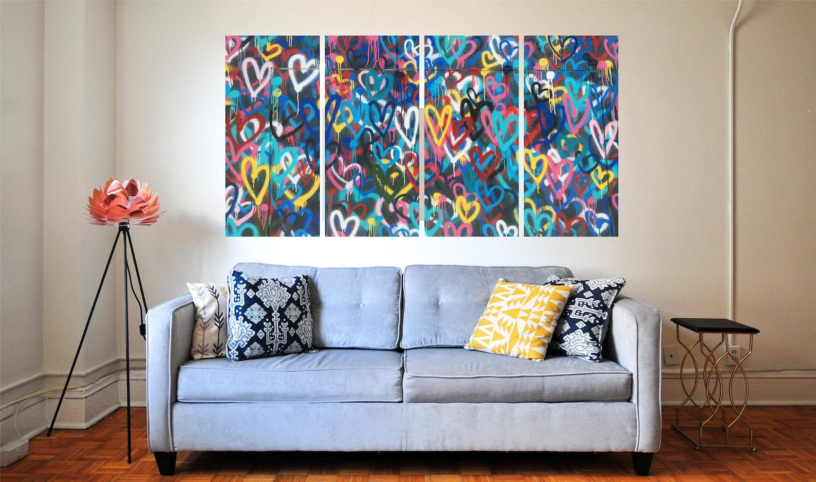 Love Canvas Wall Art Colourful Hearts Wall Art Decor | Etsy