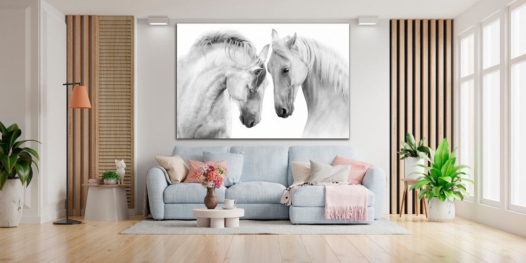 White Horses Canvas Horse Wall Art Horses Life Canvas Horse Etsy