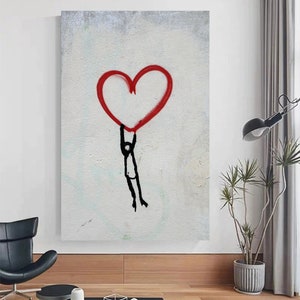 Love Heart Canvas Motivation Art Banksy Art Graffiti Painting - Etsy