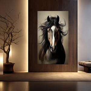 Abstract Black Horse Canvas Wild Animal Print Wall Art Modern Home Living Wall Decor Horse Lover Extra Large Housewarming Gifts