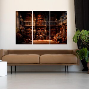 Fantasy Library Reading Room Canvas Wall Art Office Wall Decor ...