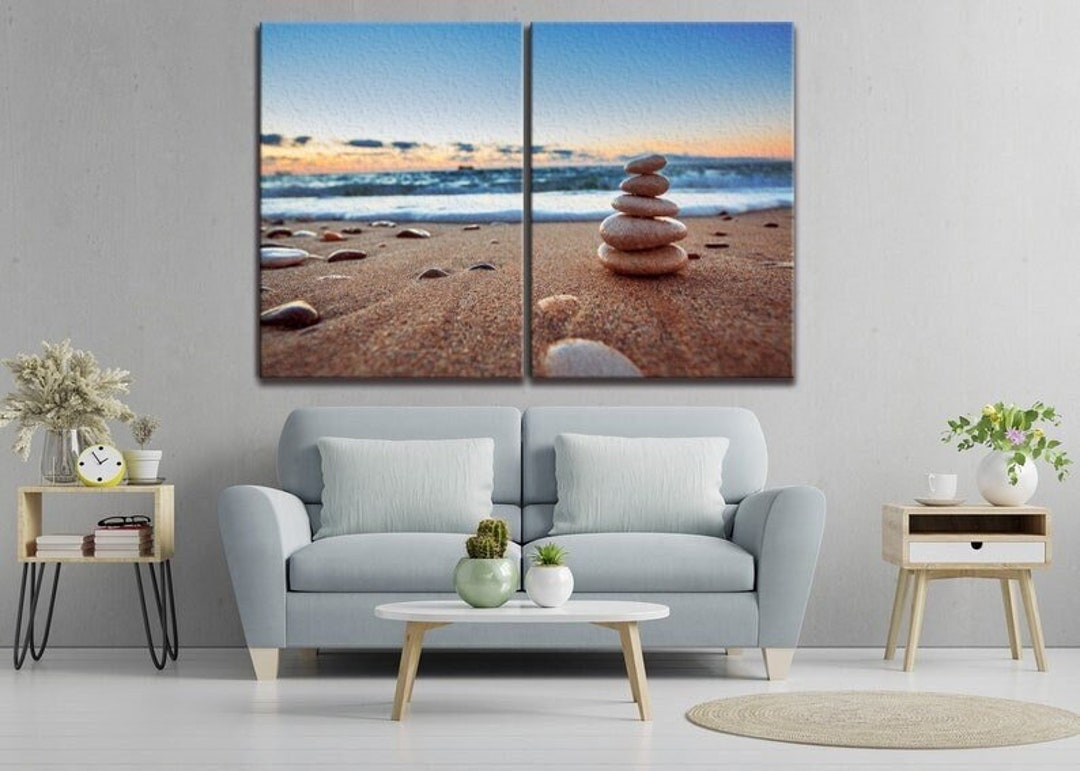 Zen Stone Wall Art Zen Stones Print Wave and Stones Relaxing Wall Art