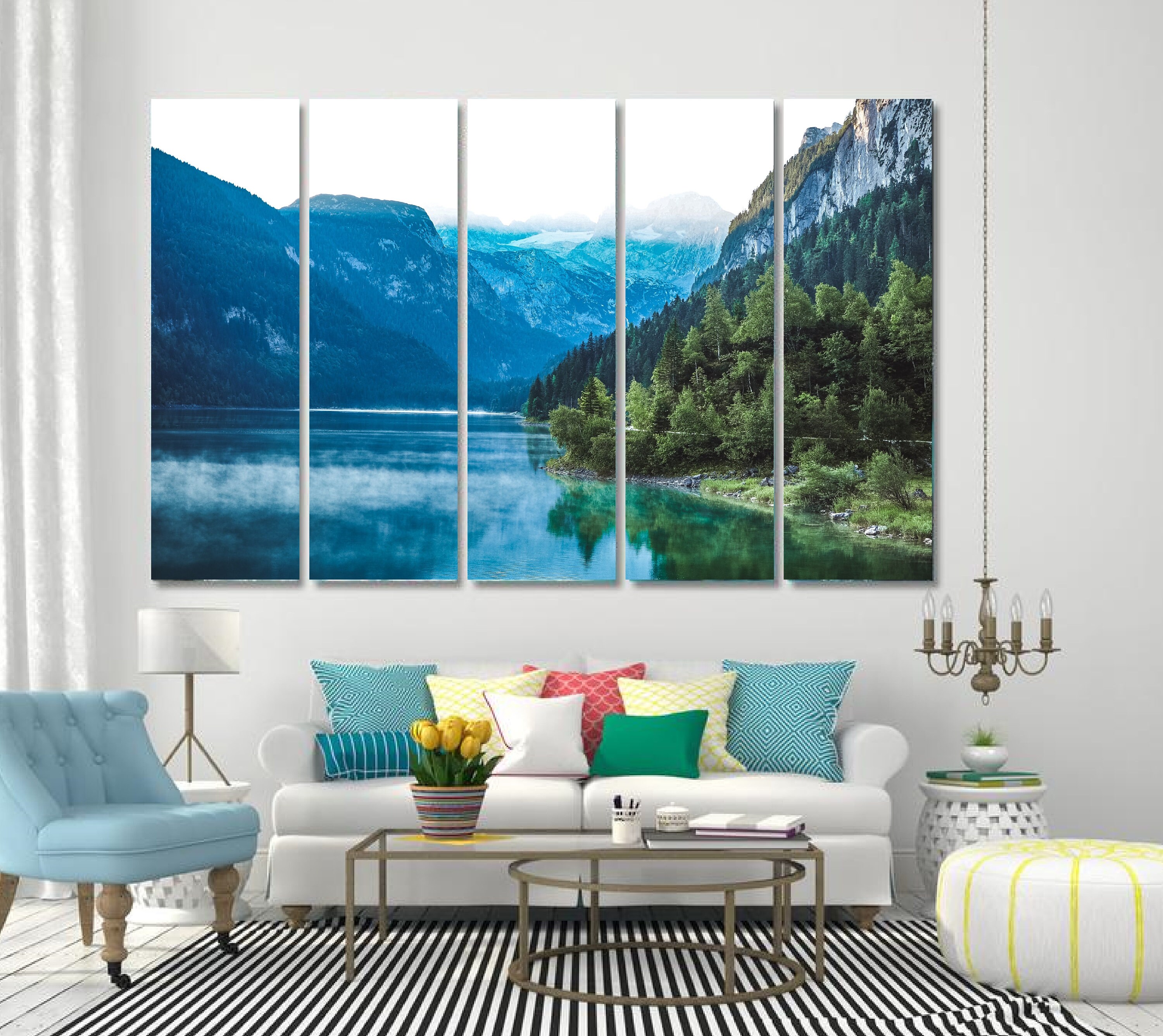 Mountain Lake Art European landscape wall art Lake Canvas | Etsy