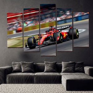 Ferrari Formula one 2023 wall art Charles Leclerc F1 car racing print canvas Ferrari fan gifts Extra large wall art Multi panel wall decor
