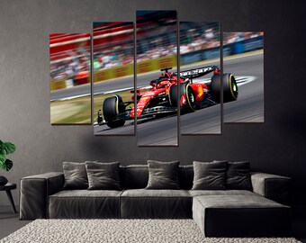 Ferrari Formula one 2023 wall art Charles Leclerc F1 car racing print canvas Ferrari fan gifts Extra large wall art Multi panel wall decor