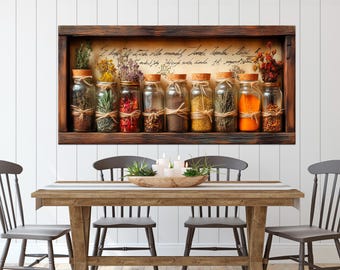 Abstract Herbs Spices Kitchen Canvas Wall Art Modern Botanical Print Dining Room Wall Decor Extra Large Housewarming Gifts