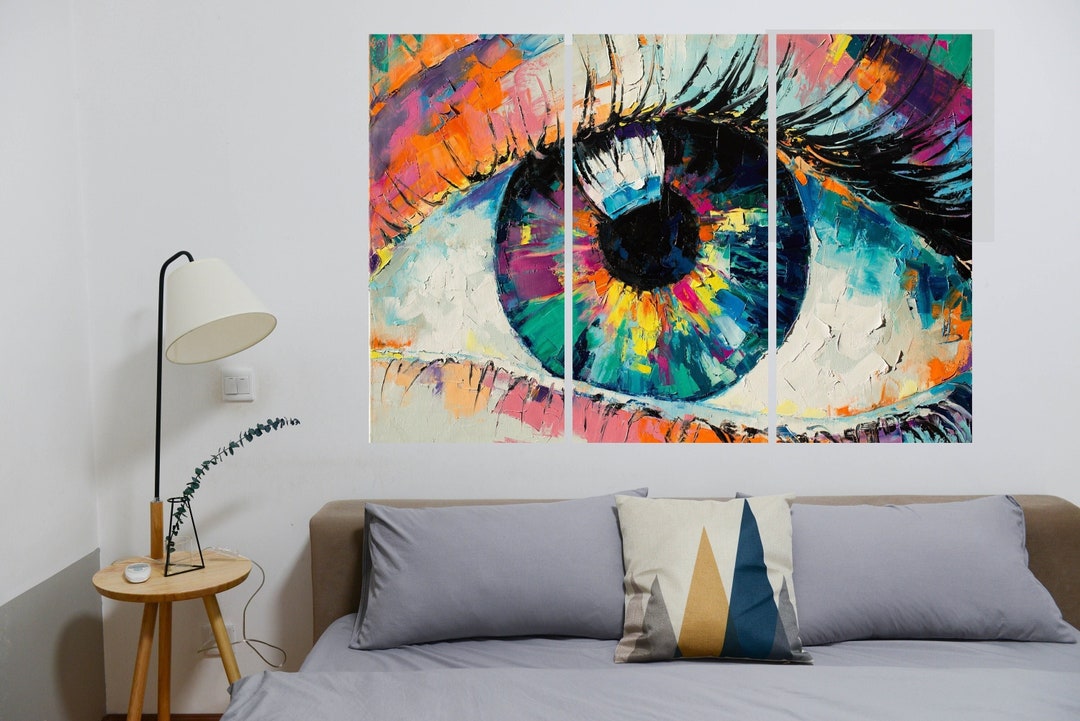 Abstract Eye Wall Art Eye Canvas Print Colorful Wall Art Eye Painting Eye Print on Canvas