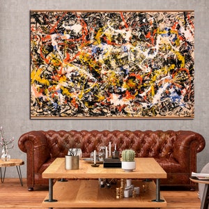 Jackson Pollock Canvas Print  Abstract Wall Art Home and Living Room Decor Jackson Pollock Convergence Extra Large Wall Art Ready to Hang