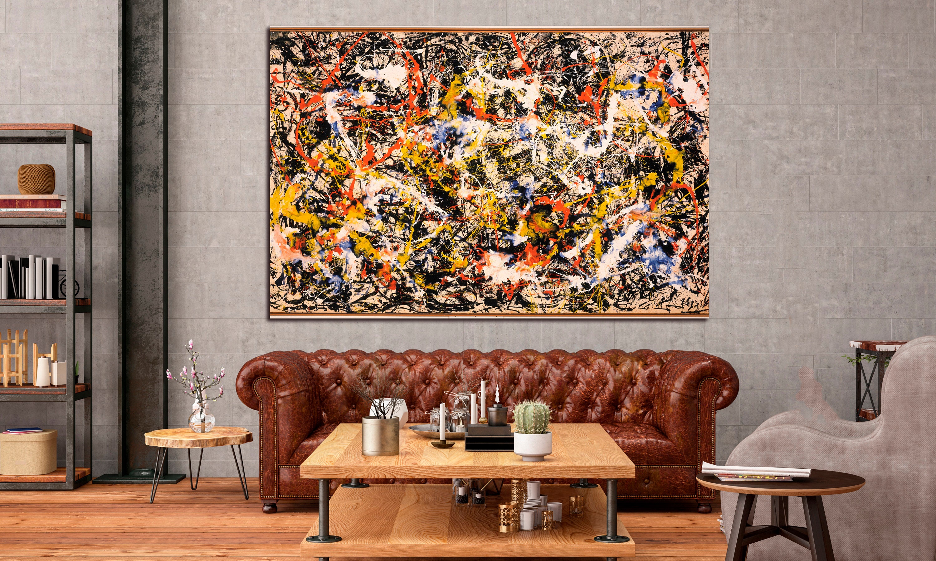 Jackson Pollock Canvas Print  Abstract Wall Art Home and Living Room Decor Jackson Pollock Convergence Extra Large Wall Art Ready to Hang