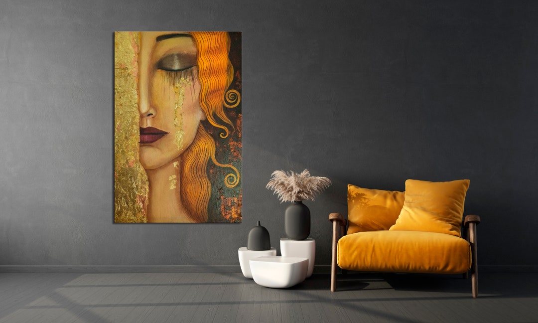 Gustav Klimt 'golden Tears' Canvas Print, Vintage Woman Portrait Wall ...