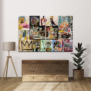 Abstract Graffiti Modern Canvas Wall Art Dinosaur and Skeleton Collage Painting Print Street Art Wall Decor Extra Large Housewarming Gifts