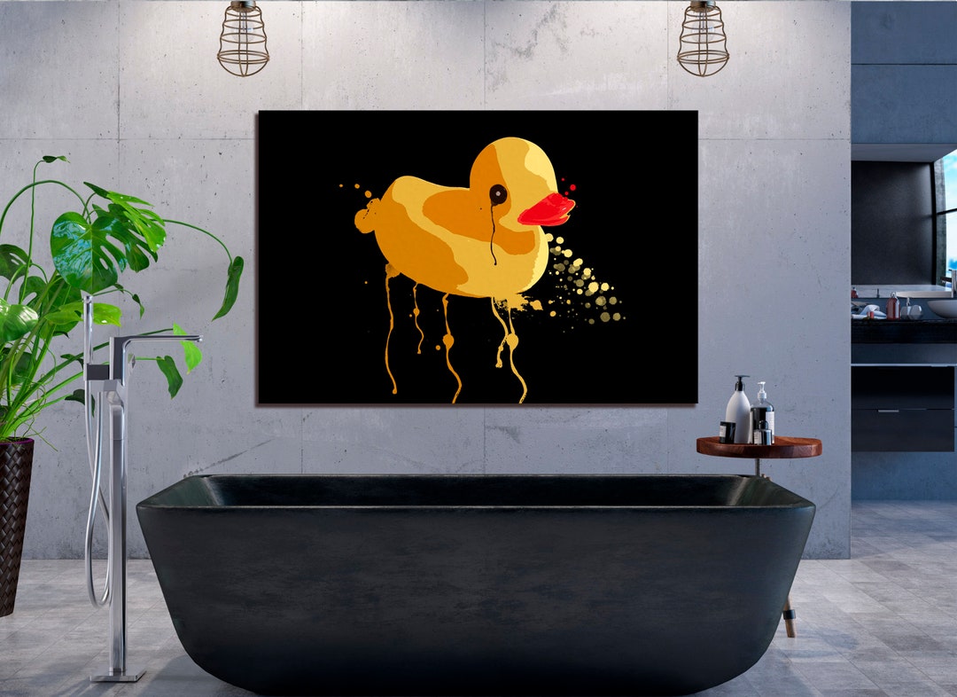 Big Yellow Rubber Duck Wall Art Black and Yellow Print Kids Etsy