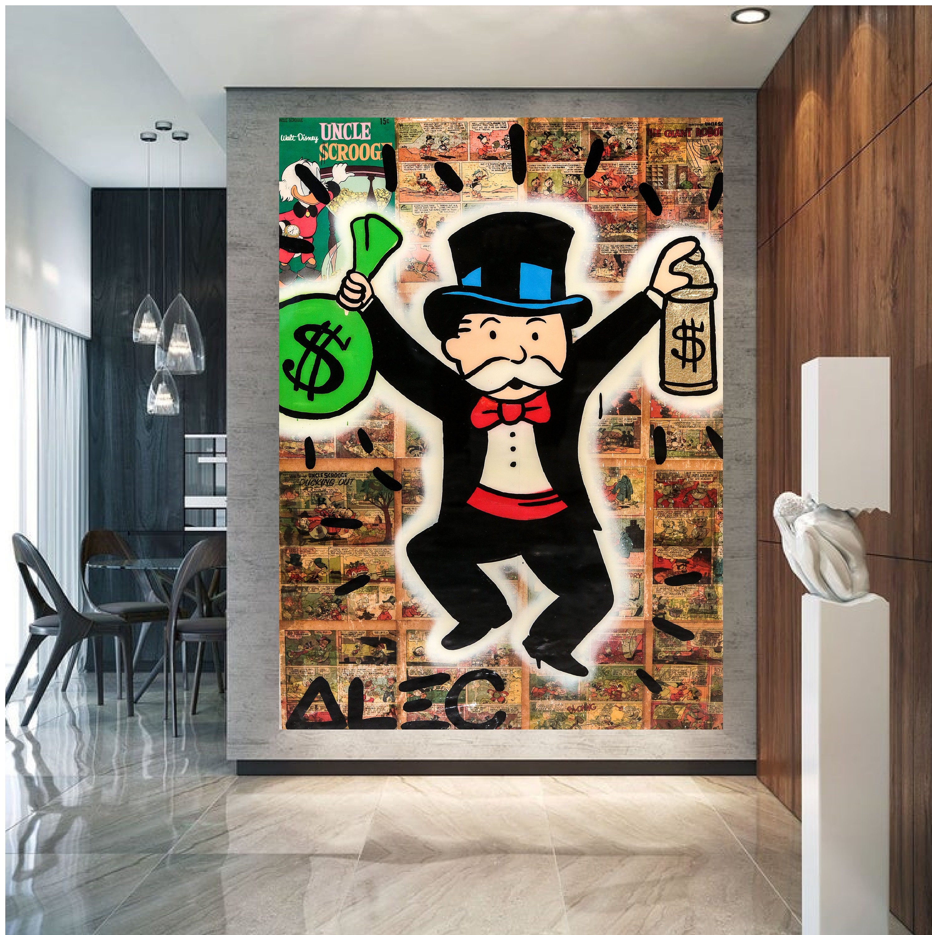 Money Alec Monopoly Hundred Dollar Canvas Print – BabiesDecor