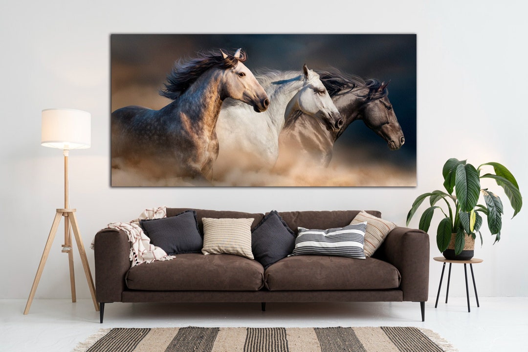 Running Horses Canvas Wall Art - Large Farmhouse Living Room Decor - Etsy