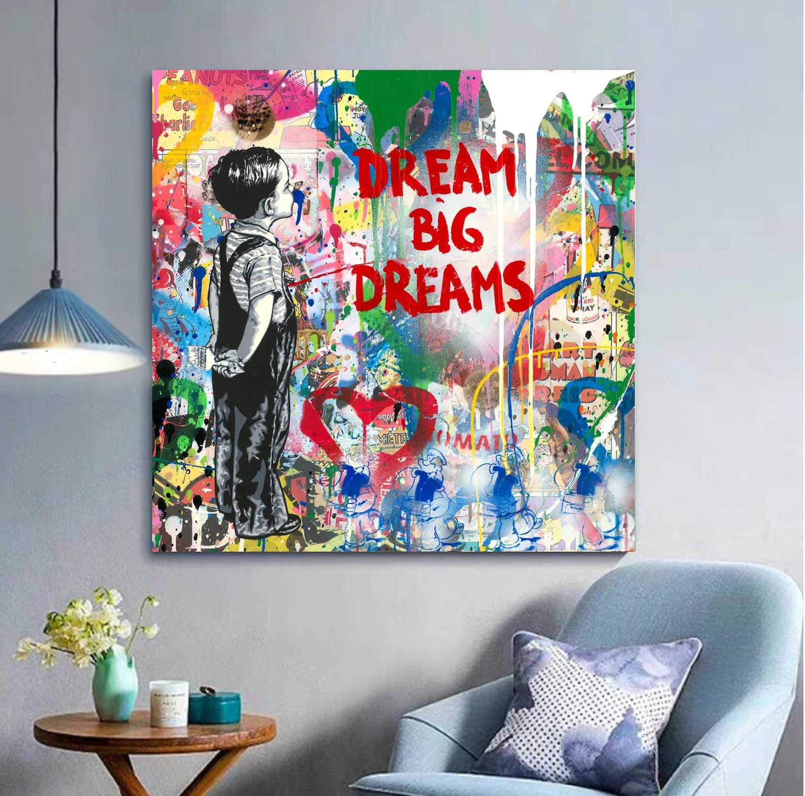 Banksy Wall Art Mr Brainwash Artwork Dream Big Dreams Graffiti Etsy