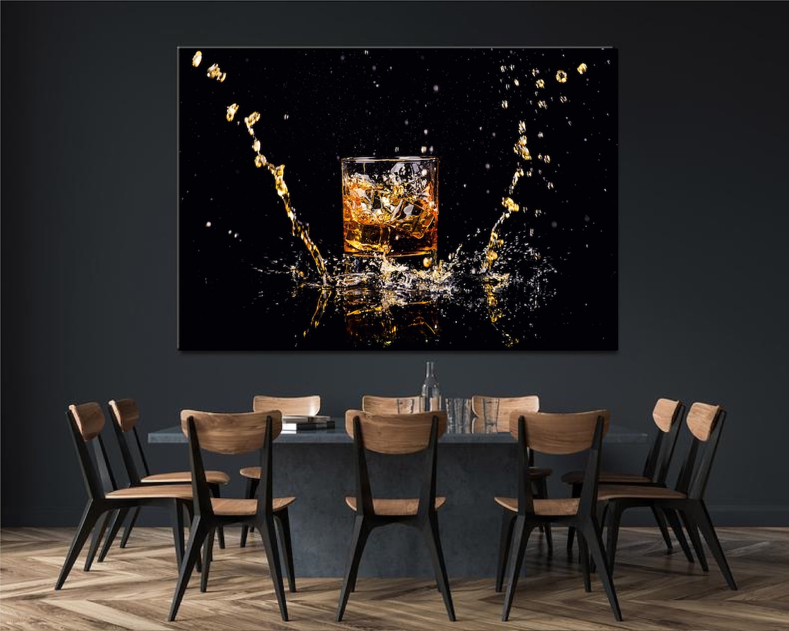 Whiskey wall décor Glass of Whiskey with Splash Man cave wall | Etsy