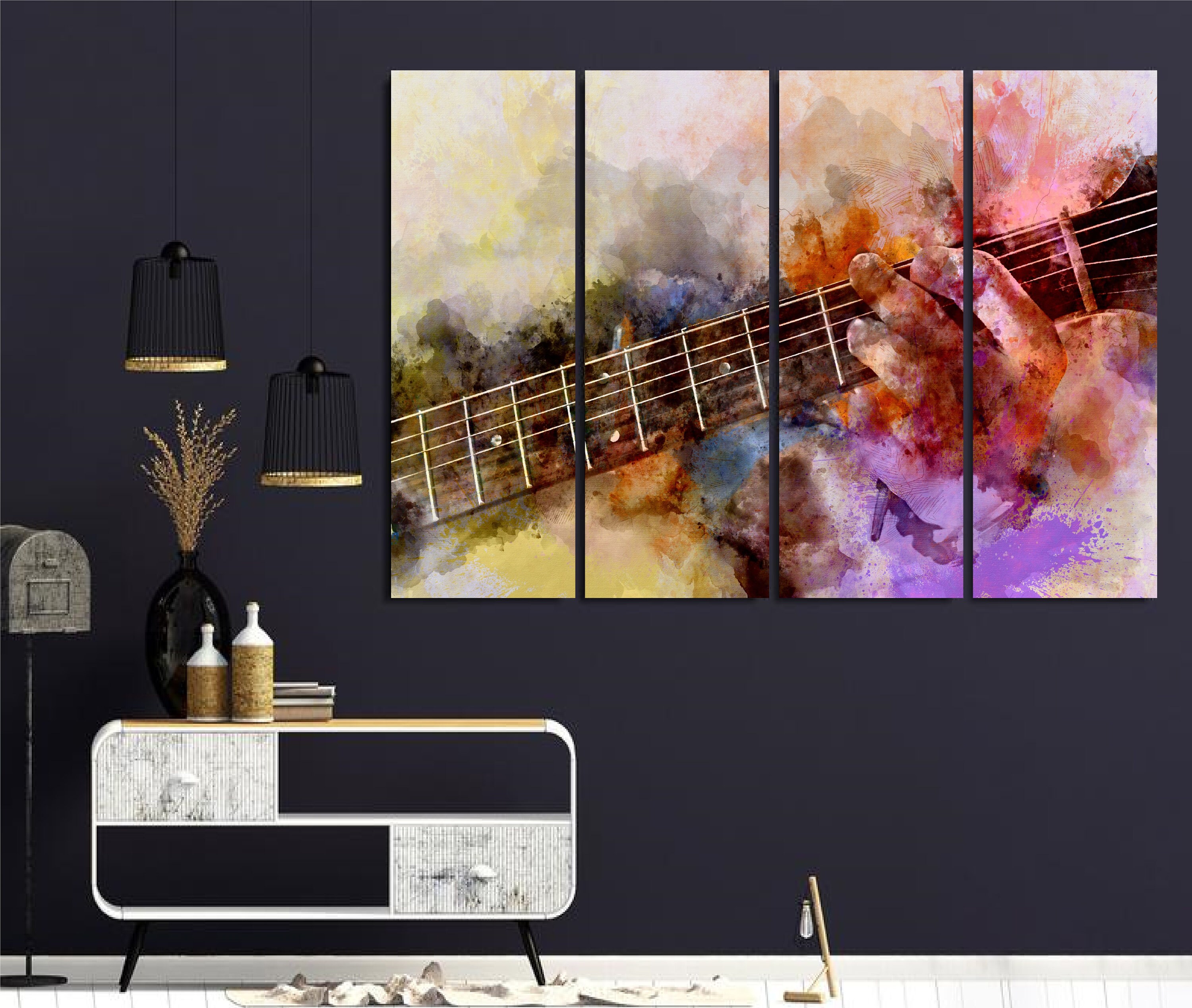 Guitar Wall Art Guitar artwork Guitar Art Print Music Wall | Etsy