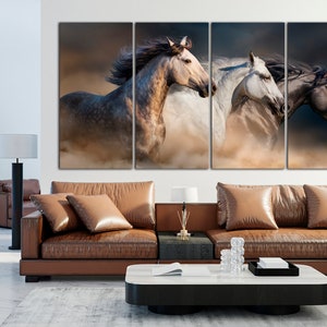 Running Horses Canvas Wall Art - Large Farmhouse Living Room Decor - Etsy