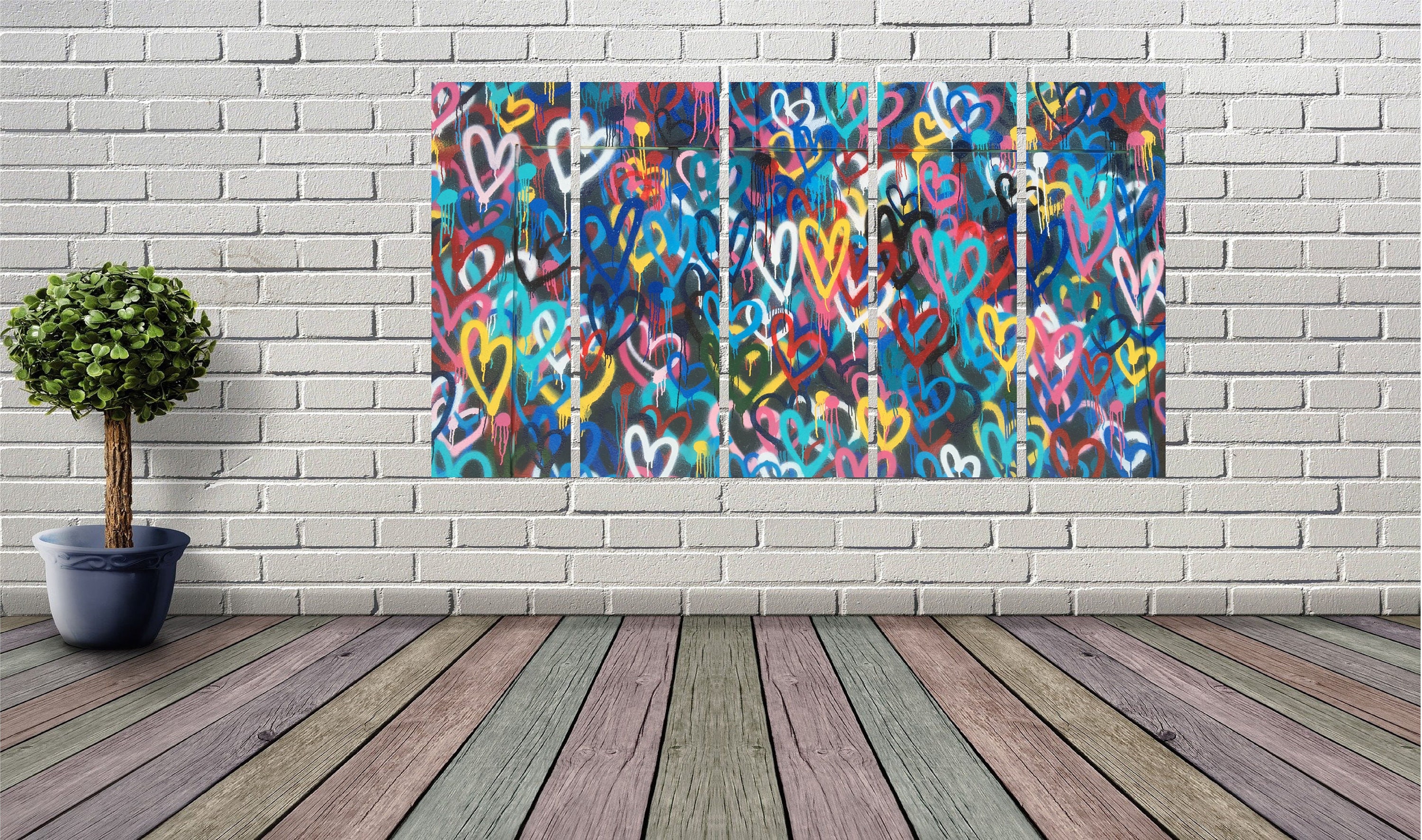 Love Canvas Wall Art Colourful Hearts Wall Art Decor | Etsy