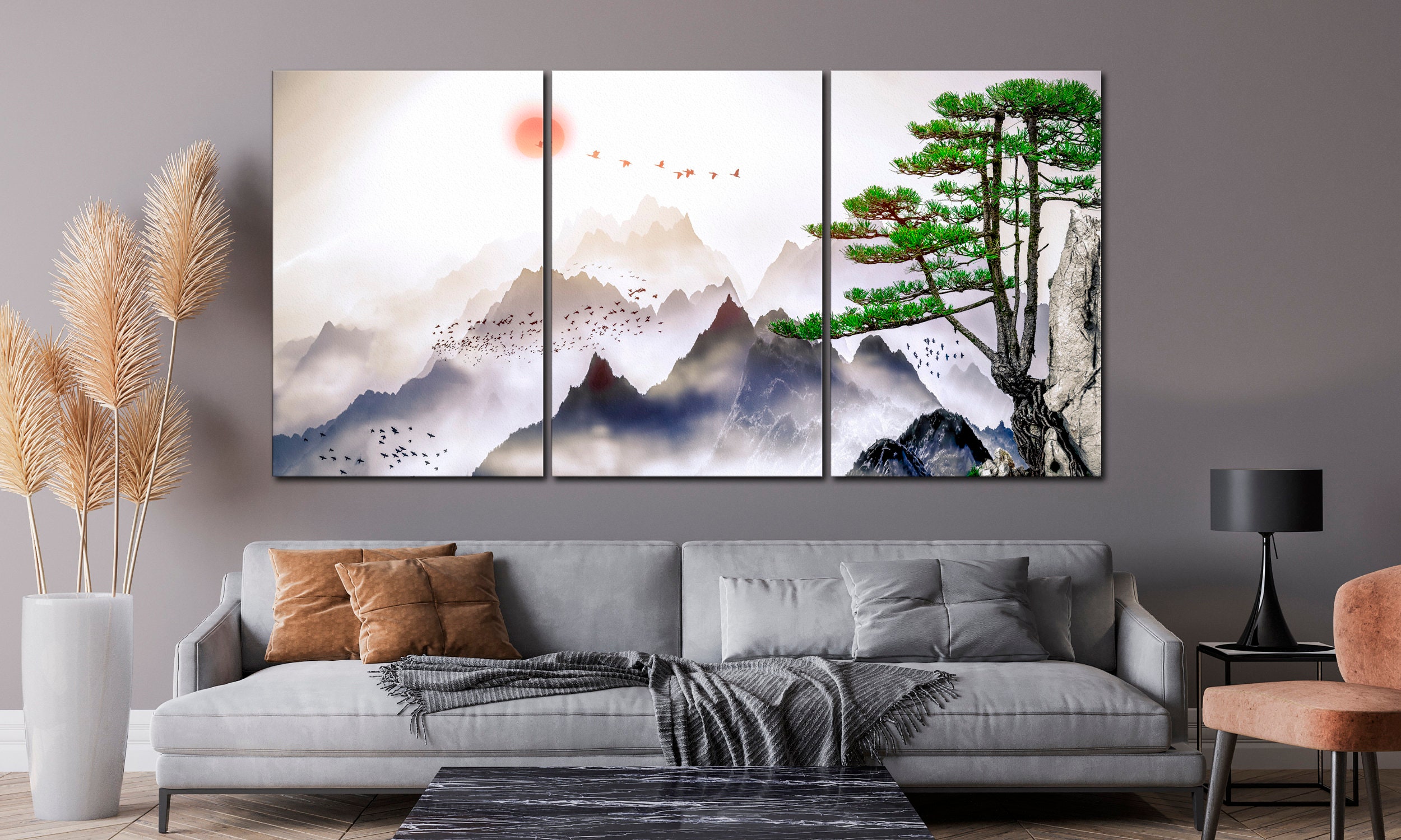 Japan Mountains Art Foggy Mountain Art Japanese Landscape - Etsy