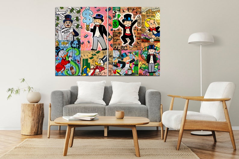 Monopoly Man Graffiti Canvas Art, Pop Art Office Wall Decor - Etsy