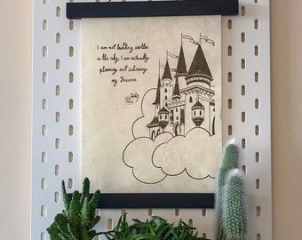 Castles in the sky • British Wall Decor • England • Eco-friendly Printed Poster + Hanger • Inspirational Idioms • Handmade Designs