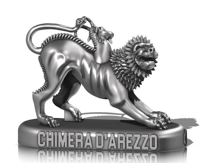 Featured listing image: Chimera d'Arezzo liscia in resina (ABS) colore argento antico