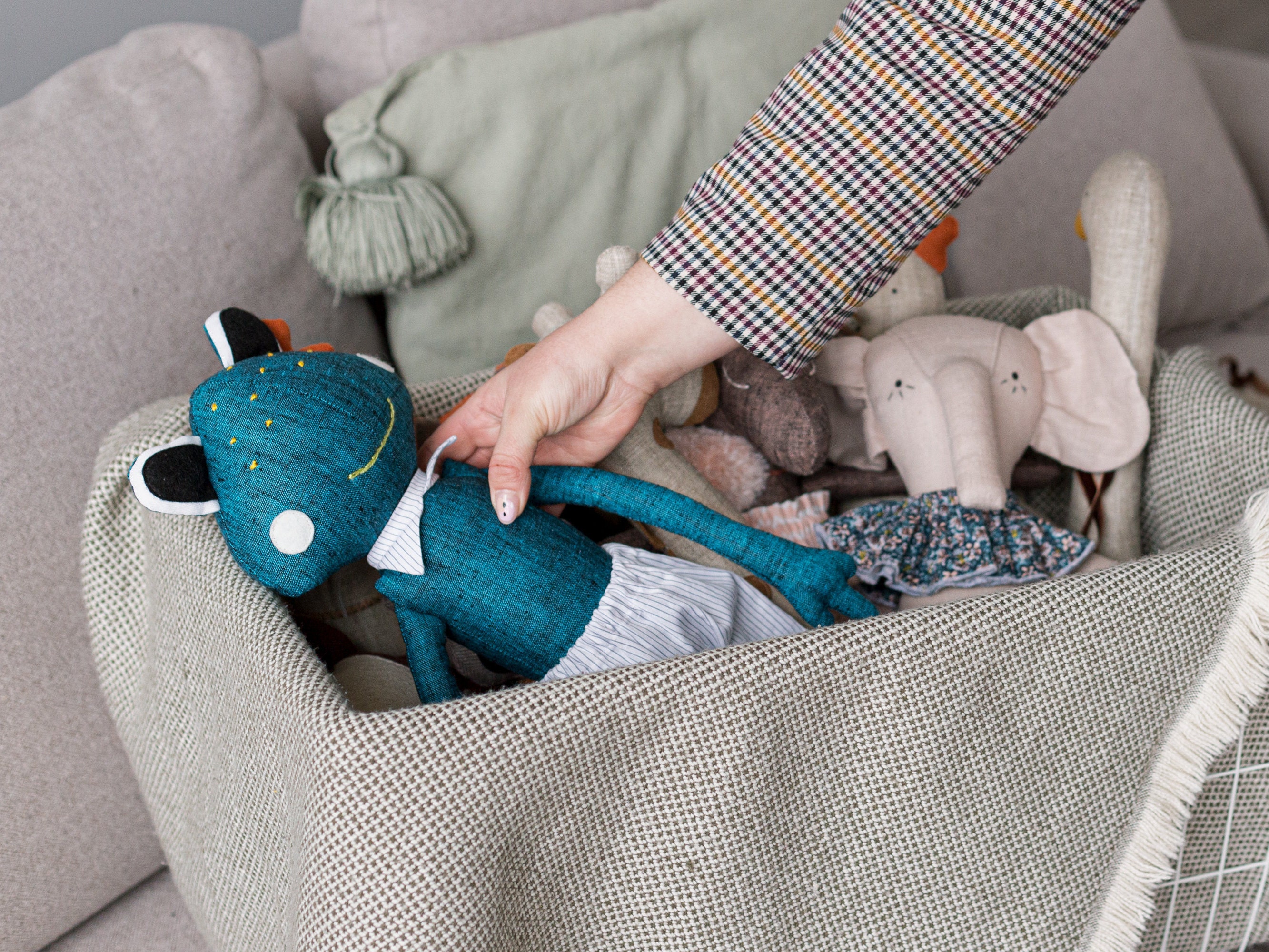 Organic toy Organic stuffed Green plush animal Organic Etsy