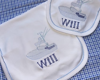 Monogram Burp and Bib Cloth Set, Personalized Burp Cloth, Monogram Bib, Ruffle Burp Cloth, Ruffle Bib, Monogram Burp Cloth and Bib Set