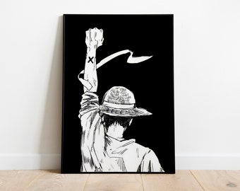 Wall Art, Home Decor, Gifts, Minimalist, Multiple Sizes, High-Quality Prints, Unframed Luffy