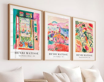 Lot de 3 Affiches Matisse : Vue de Collioure, La Japonaise, Fenêtre Ouverte - Art Mural Élégant et Moderne pour Décoration Intérieure