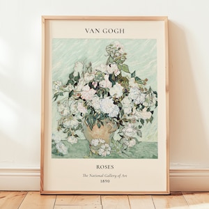 Rosas de Van Gogh (1890), lámina de arte mural, ramo floral clásico, elegante decoración de pared, arte de galería, idea de regalo romántico