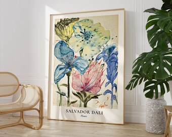 Salvador Dali Fleurs, Impression d’art mural colorée, Idée cadeau esthétique, Décoration murale moderne, Art floral vibrant