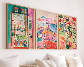 Lot de 3 Affiches Matisse 1905 - La Japonaise, Fenêtre Ouverte, Vue de Collioure - Art Moderne pour Décoration Murale Vibrante