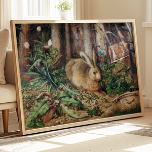 Kanin i skogen 1585, Hans Hoffmann, högupplöst konsttryck, vintage väggdekor, natur- och djurpresentidé
