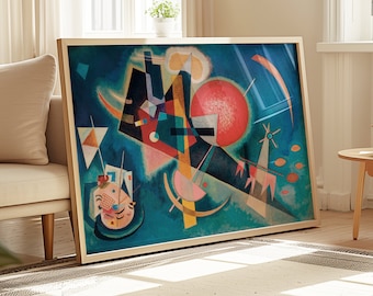 Kandinsky poster "In the Blue" 1925, geometric blue abstraction and Bauhaus art