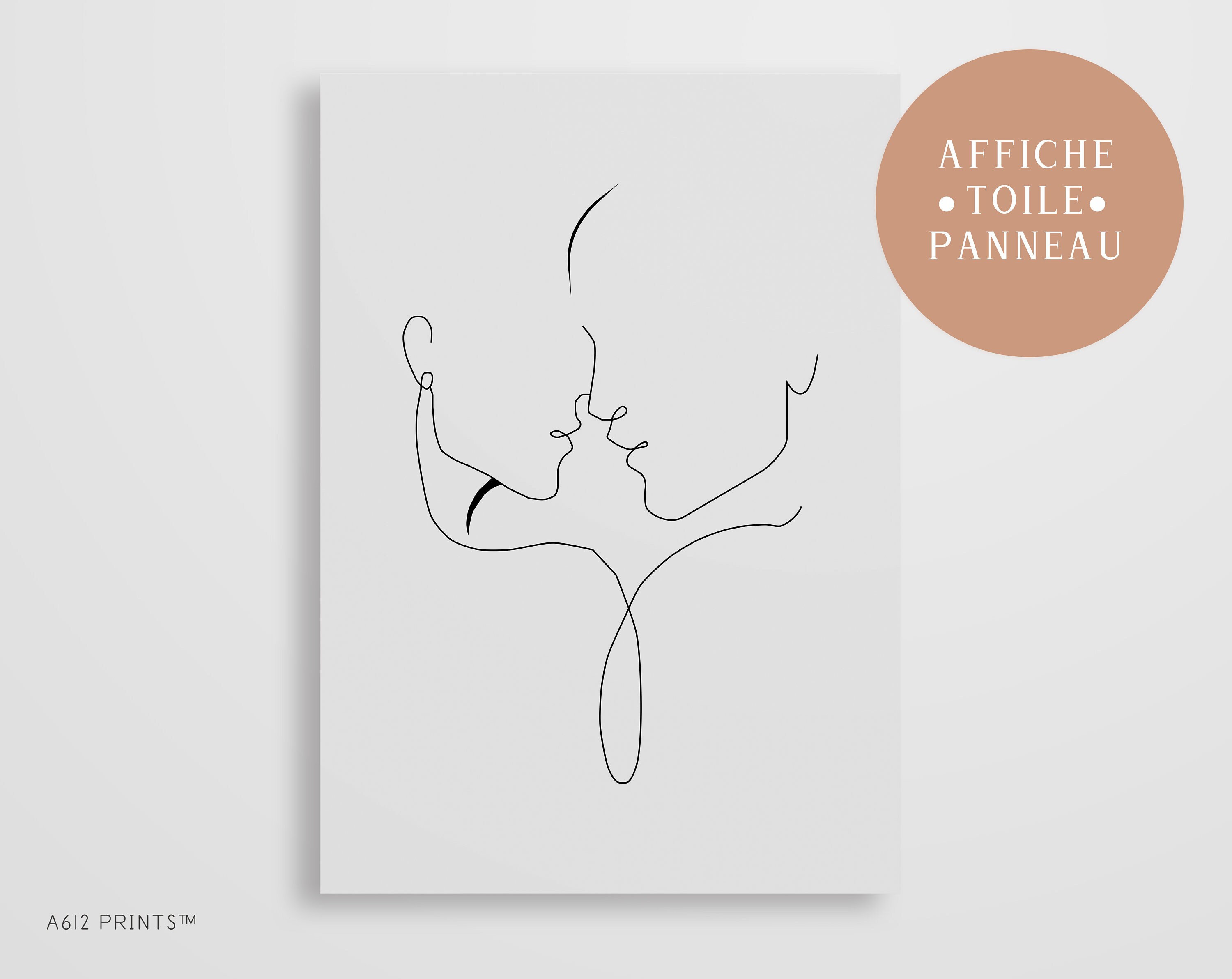 Toile d'art Mural | Tableau Affiche Poster Art Moderne Impression Décoration Murale Lignes Couple