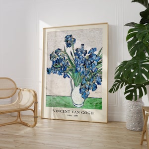 Vincent Van Gogh Irises 1890, Floral Blue Wall Art, Famous Artist Print, Vintage Wall Decor, Aesthetic Gift Idea