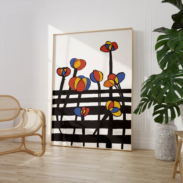 Calder Fleurs Colorées, Art Mural, Impression d’Artiste Célèbre, Décor Maison Élégant, Idée Cadeau Originale, Esthétique Contemporaine