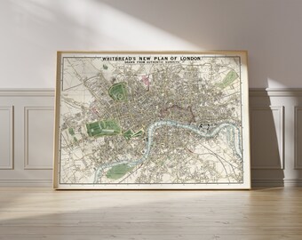 Vintage-Karte von London, detaillierte Wandkarte, historische Wandkunst, einzigartige Geschenkidee, stilvolle Heimdekoration