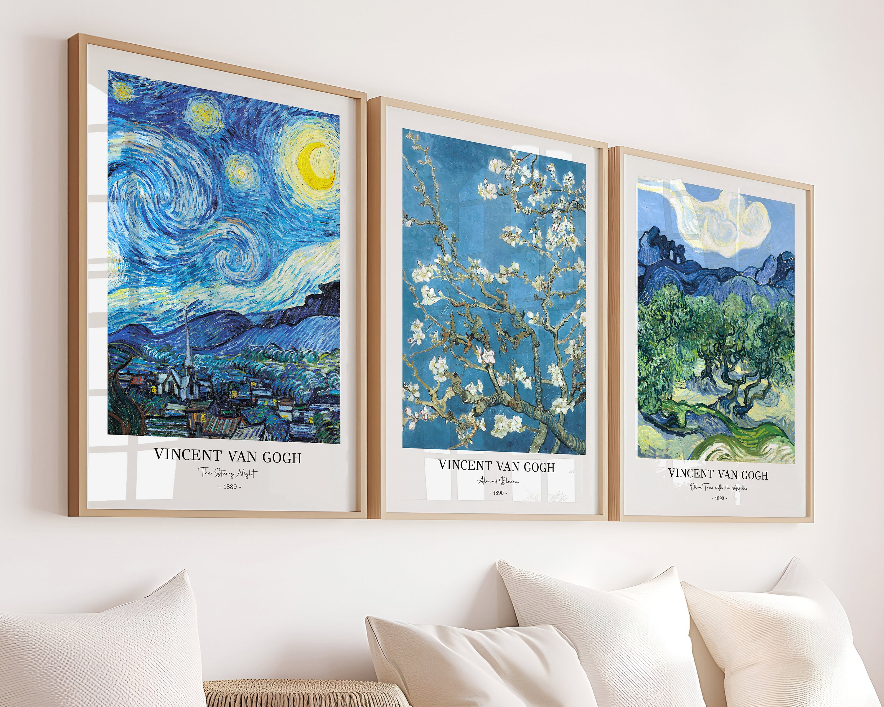 Van Gogh Art Print Set, Starry Night, Almond Blossom, Olive Trees, Classic Masterpieces for Home Decor, Gallery Wall, Art Lovers, Gift Idea