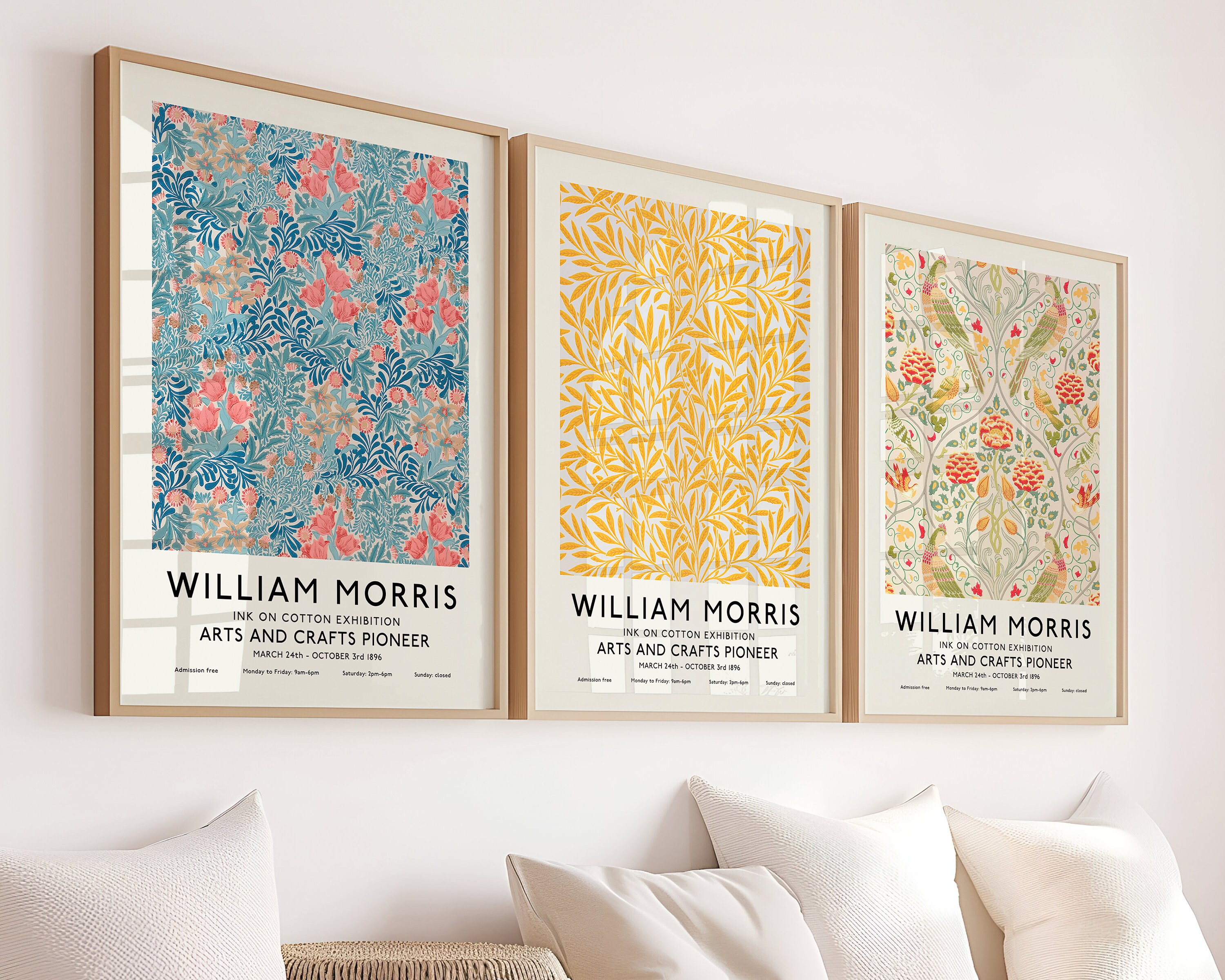 Set of 3 William Morris Posters - Art Nouveau Floral Art, Vintage Wall Decor, Art Exhibition, Designer Poster Set