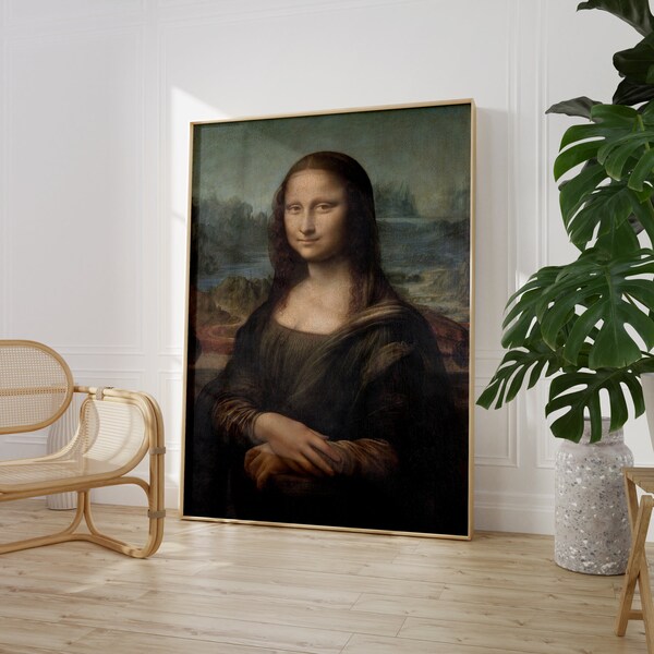 Mona Lisa Moderne, Art Mural Mystérieux, Impression d’Artiste Célèbre, Décoration Murale Élégante et Classique, Idée Cadeau Unique