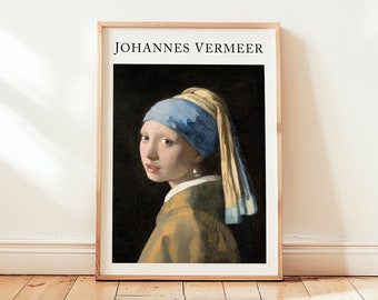Vermeer poster for Girl with a Pearl Earring, circa 1665, Dutch Baroque portrait