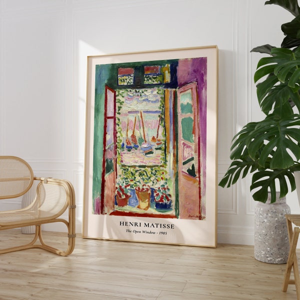 Matisse The Open Window, Impression d’art mural coloré, Idée cadeau galerie d’art, Décor de maison, Artiste français célèbre, Art vintage